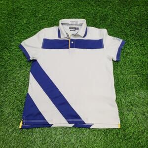 Nautica Sailing Polo Shirt Large 21x27 Two-Tone A-Bit-Trimmer